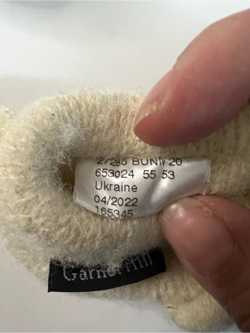 Garnet Hill Baby Boiled Wool Bunny Slippers Cream Embroidered Animal House Shoes